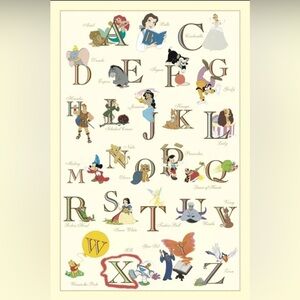 WALT DISNEY ART PRINT - The Disney Alphabet - ABC's 24x36 Poster